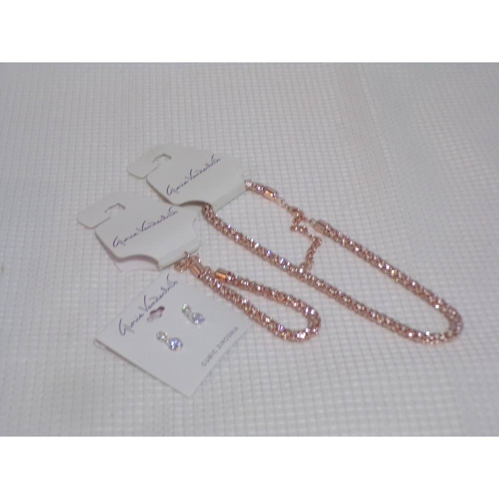 Gloria Vanderbilt Necklace Bracelet Earrings‎ Set Rose Gold